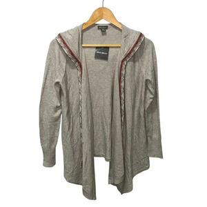 Eddie Bauer Women's Open Front Hooded Cardigan Sweater Size XS Oatmeal Boho